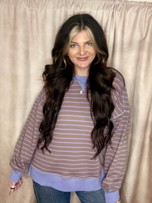 Mocha/Lavender Comfy Oversized Top