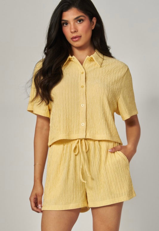 French Vanilla Crinkle Short Set