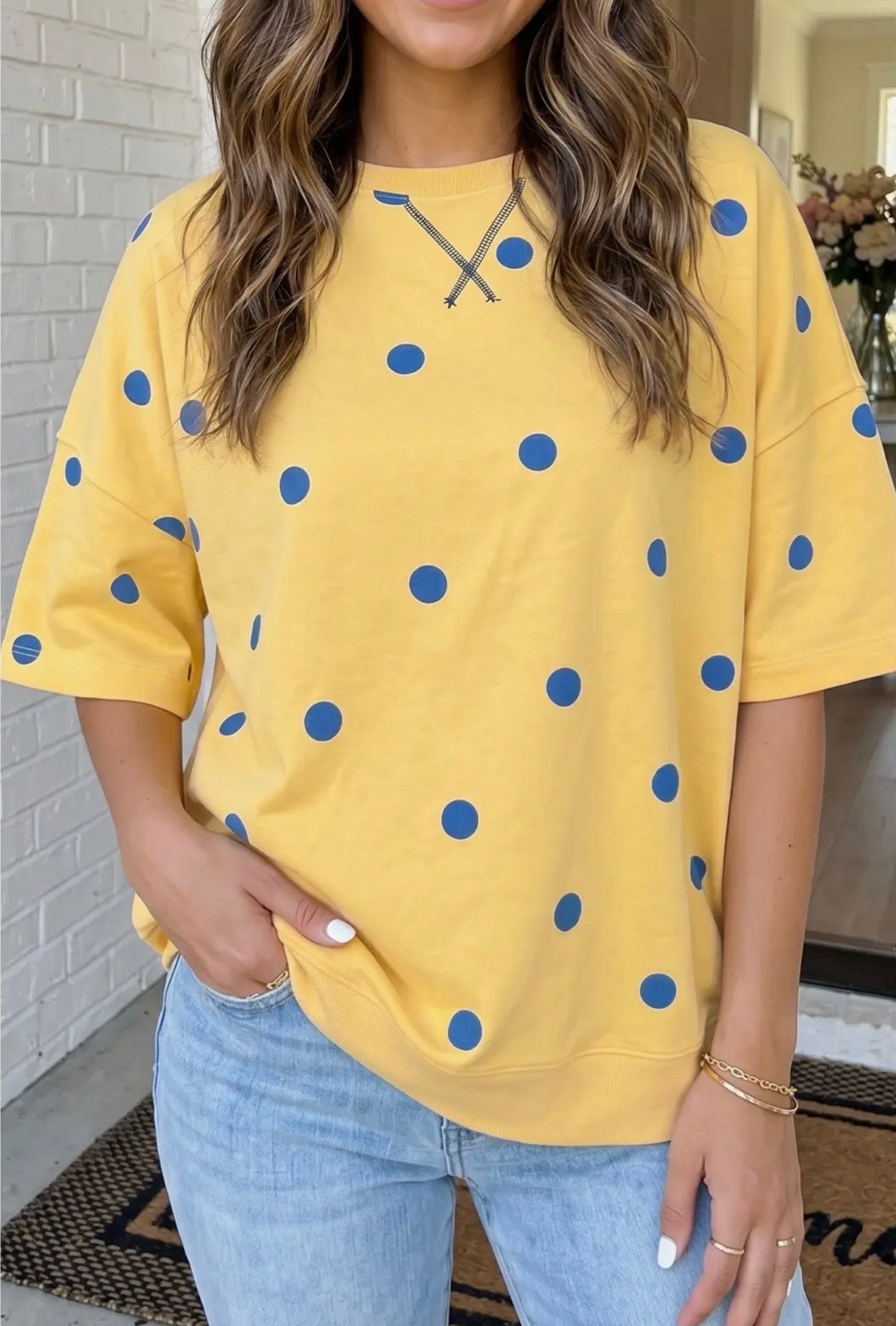 Yellow Polka Dot Oversized Top