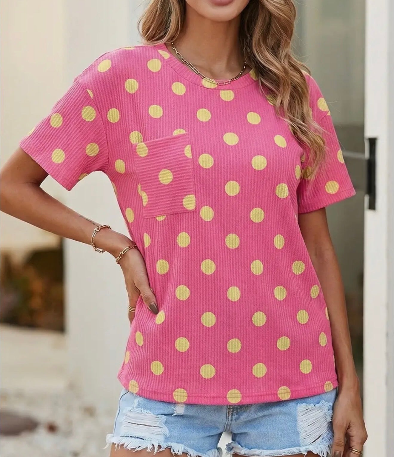 Pink Polka Dot Top