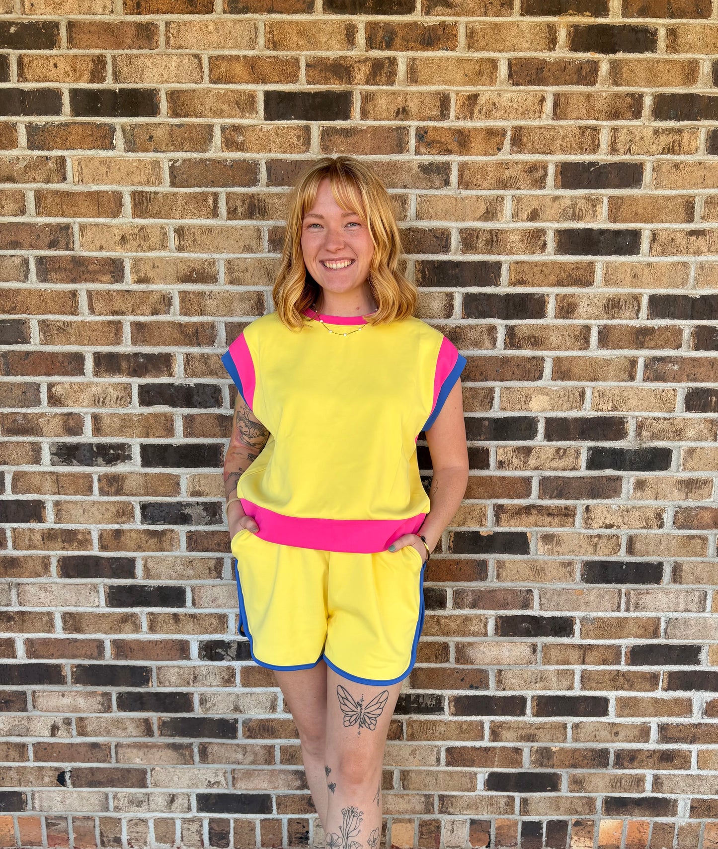Yellow/Pink Top & Short Set