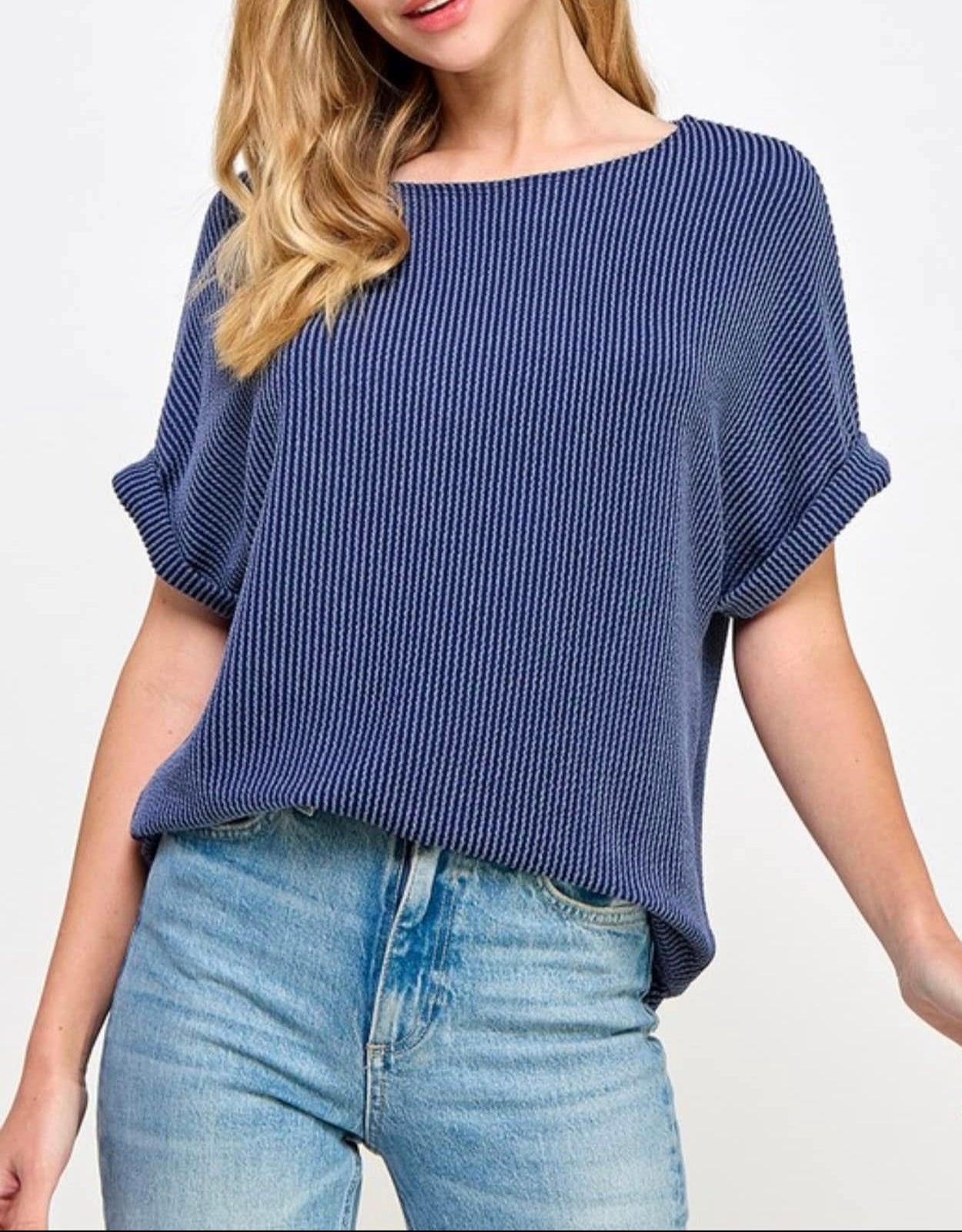 Navy Ribbed top