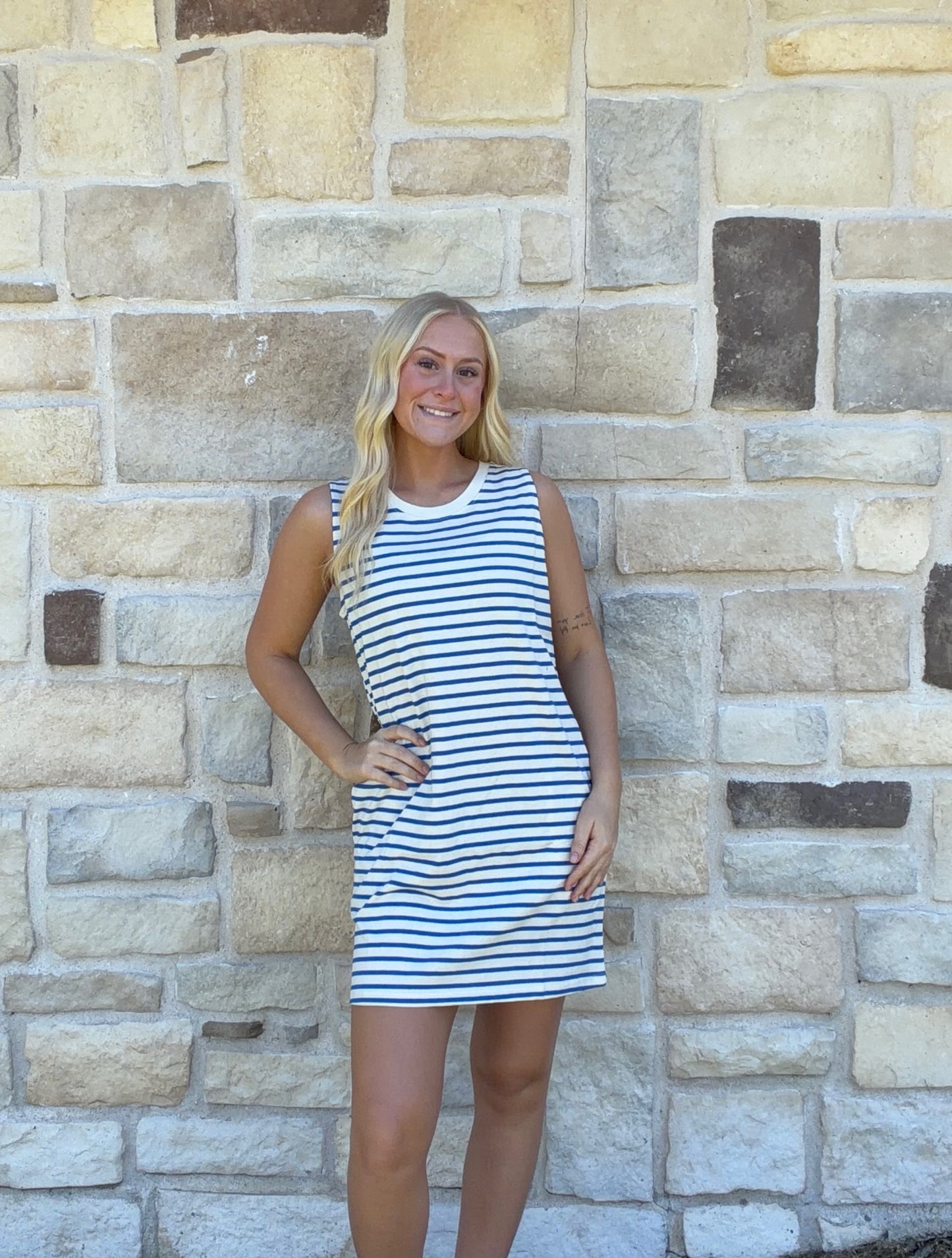 Blue Stipe Mini Dress