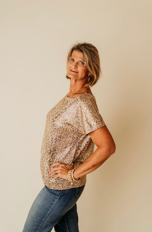 Shimmer Leopard Print Top