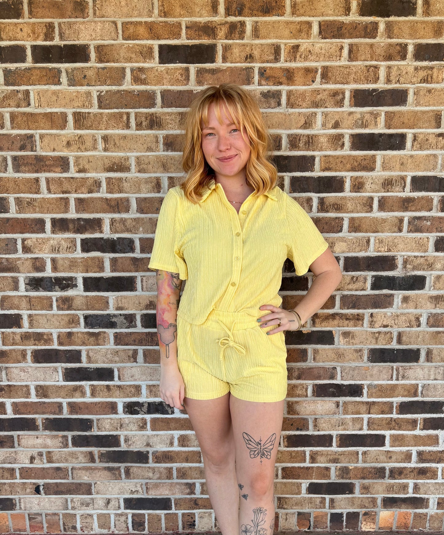 French Vanilla Crinkle Short Set