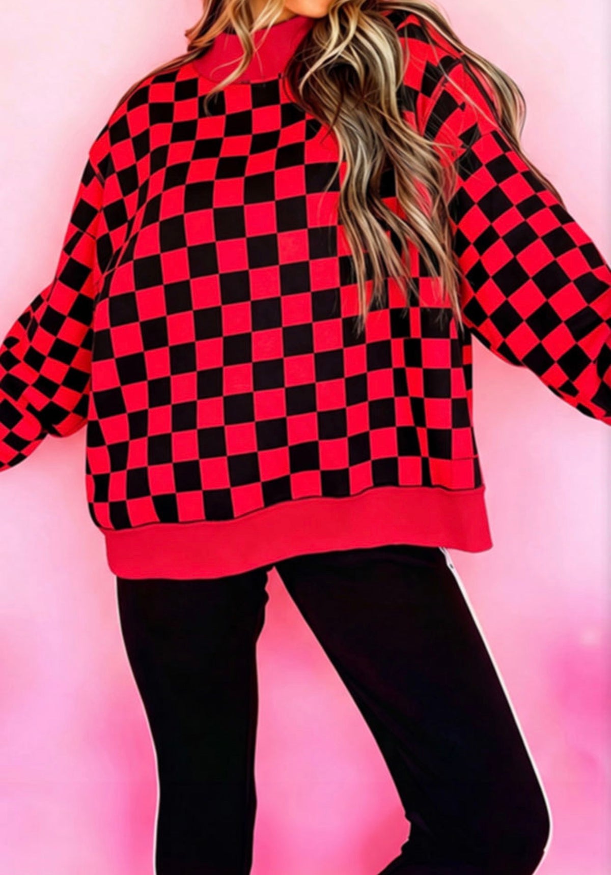 Reversible Red Checkered/Gameday Sweatshirt