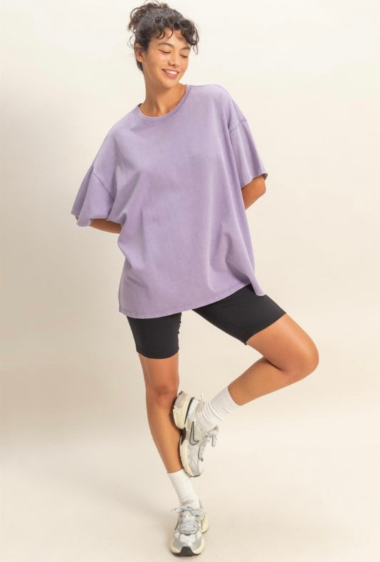 Dusty Purple Oversized Washed Tee
