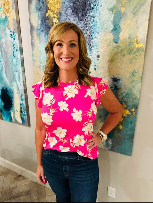 Ruffle floral print top