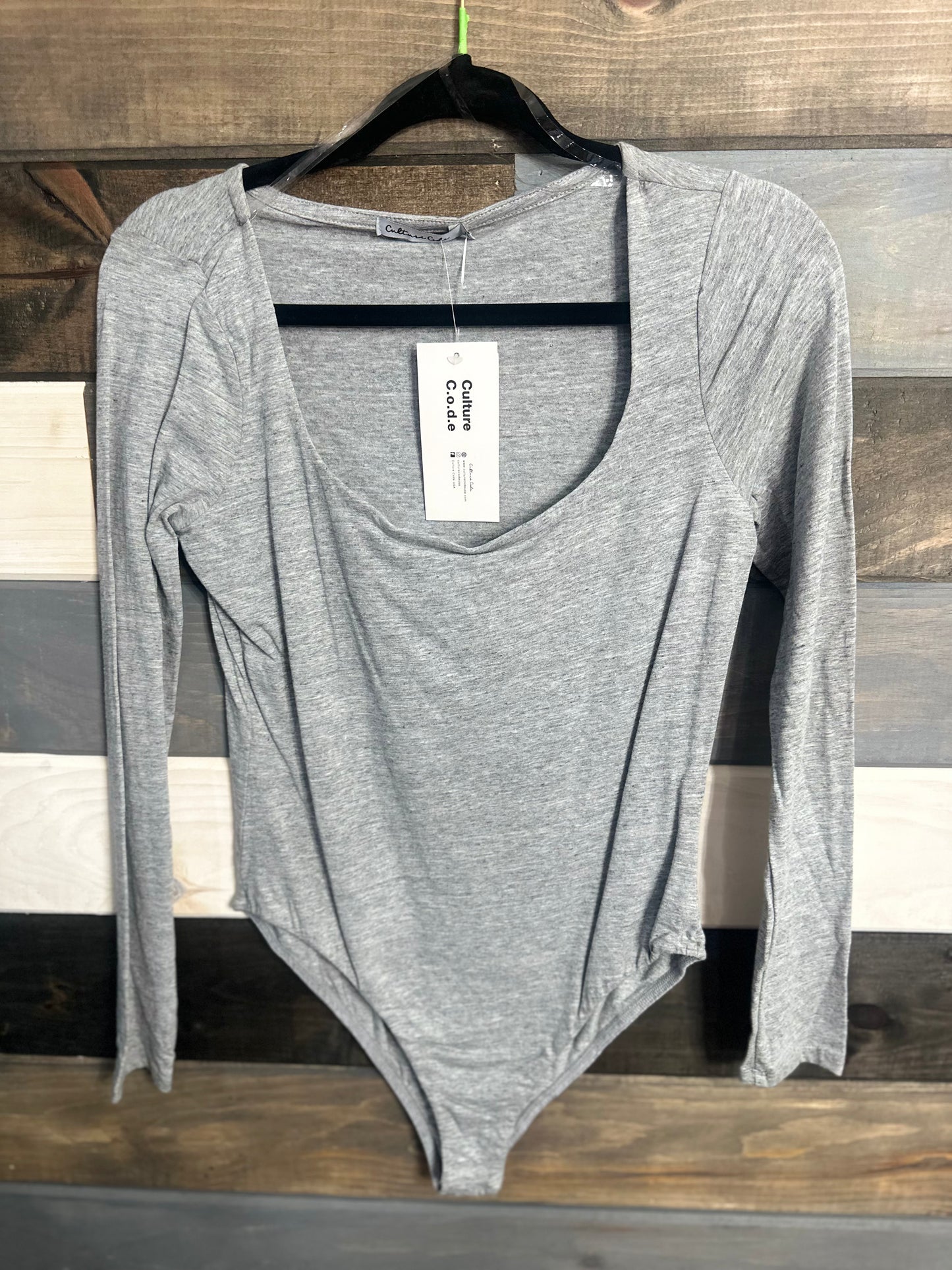 Gray long sleeve body suit