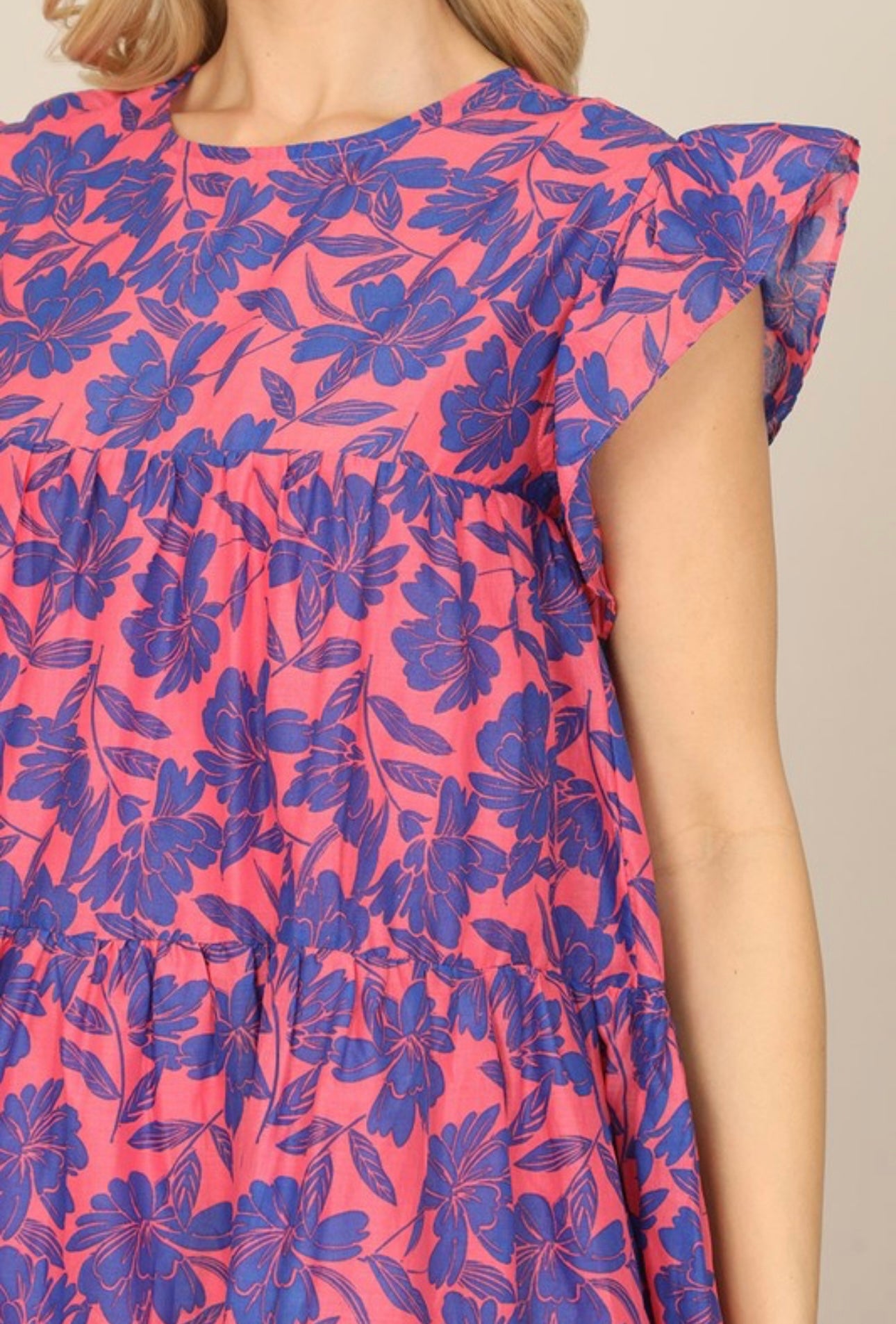 Butterfly sleeve floral midi dress