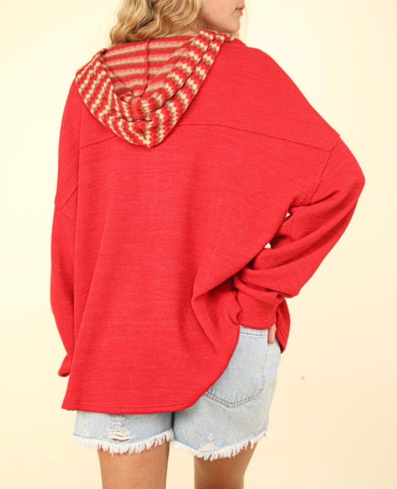 Red oversized cozy knit hoodie