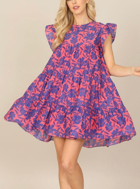 Butterfly sleeve floral midi dress