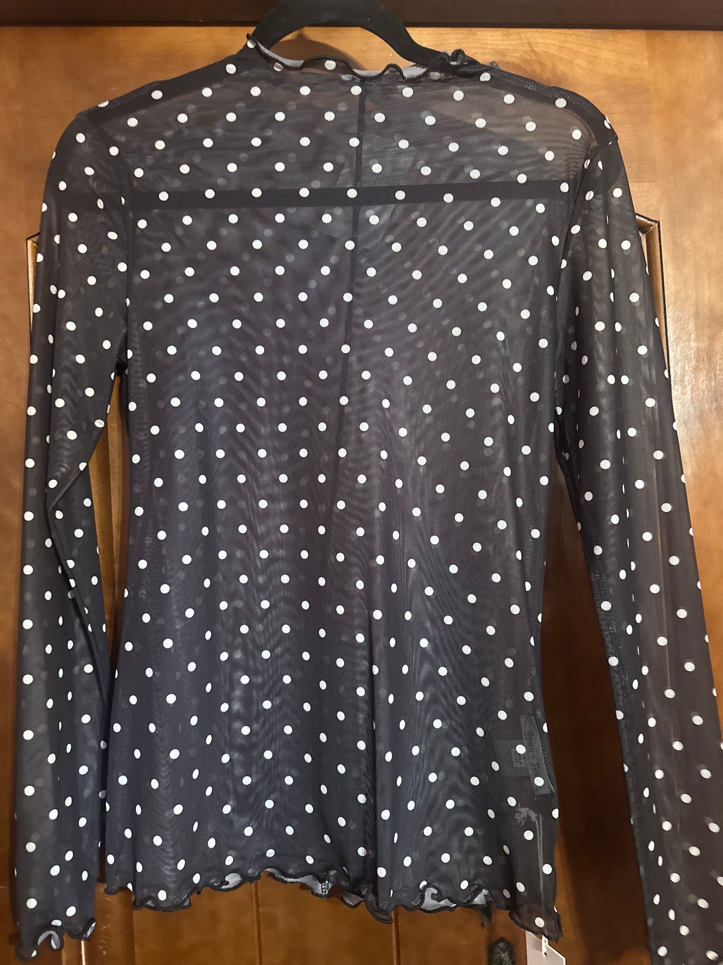 Black Polk-a-dot mesh top