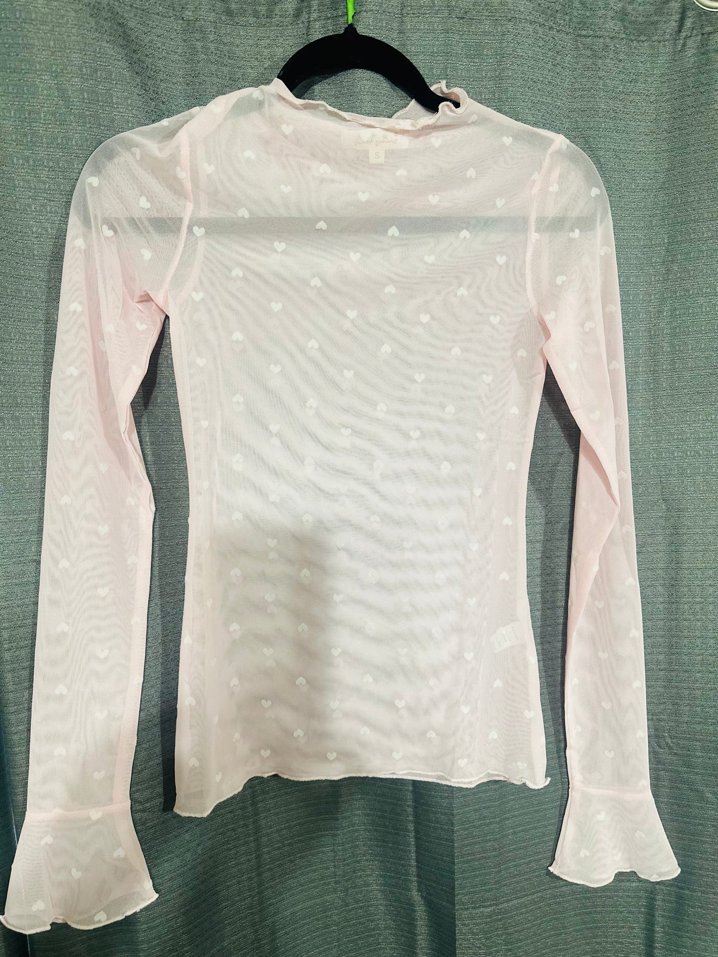 Pink heart mesh top